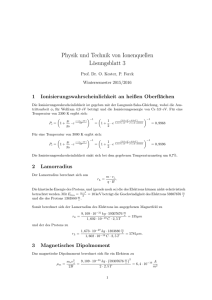 Physik und Technik von Ionenquellen Lösungsblatt 3