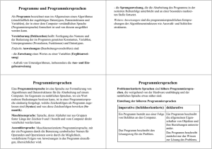 Programme und Programmiersprachen Programmiersprachen