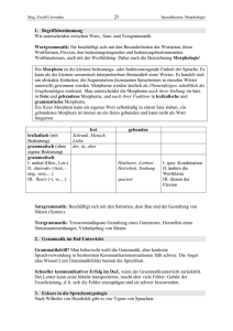 und Textgrammatik. Wortgrammatik: Sie beschäftigt sich mit den