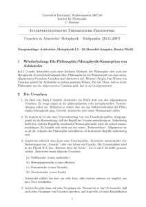 Interpretationskurs Theoretische Philosophie Ursachen in