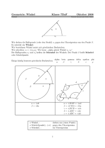 Geometrie: Winkel Klasse 7DaF Oktober 2008