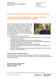 Ethik-Höck vom 30. August 2016 mit Prof. Dr. Markus Huppenbauer