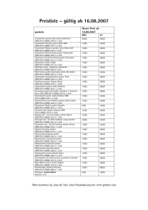 Preisliste – gültig ab 16.08.2007