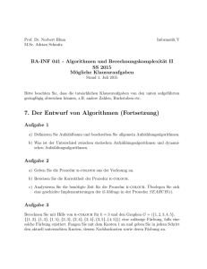 7. Der Entwurf von Algorithmen (Fortsetzung)