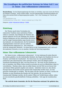 Die Grundlagen des politischen Systems im Islam (teil 1 von 2