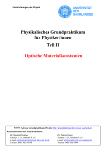 Optische Materialkonstanten - Grundpraktikum Physik