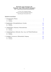 Beispiele mit Lösungen für Integral- und Differentialrechnungen für