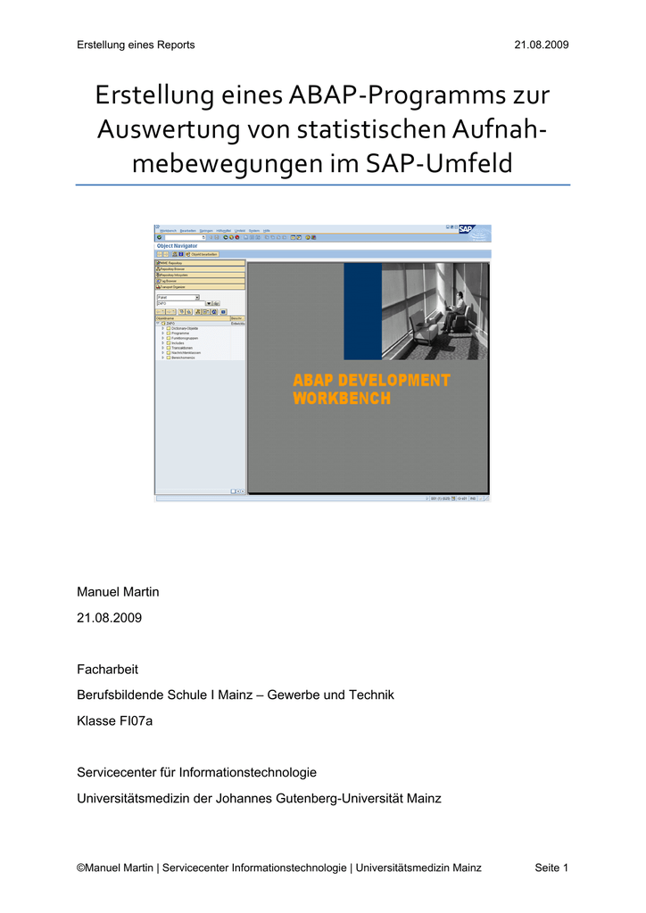 Erstellung Eines Sap Reports Ulrich Leinhos