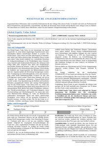 WESENTLICHE ANLEGERINFORMATIONEN Global Equity Value