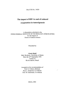 The impact ofHIF-la and ofreduced oxygenation - ETH E