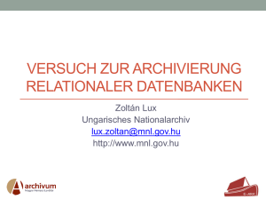 Lux, Zoltan: Versuch zur Archivierung Relationaler Datenbanken