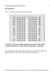 Das Steckbrett ACHTUNG: Bei den kleinen Steckbrettern sind alle