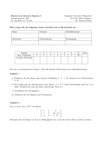Klausur zur Linearen Algebra I Bergische Universität Wuppertal