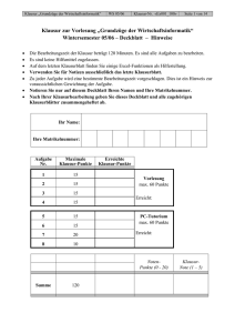 Klausur zur Vorlesung „Grundzüge der Wirtschaftsinformatik