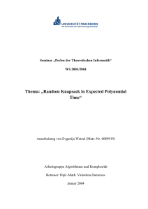Thema: „Random Knapsack in Expected Polynomial Time“