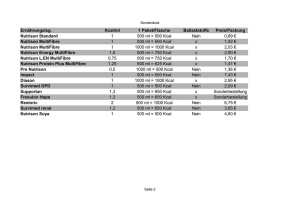 Ernährungslsg. Kcal/ml 1 Paket/Flasche Ballaststoffe Preis/Packung