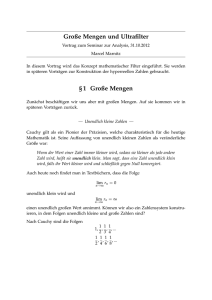 Große Mengen und Ultrafilter § 1 Große Mengen