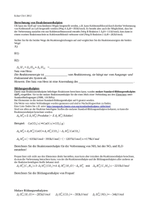 Berechnung von Reaktionsenthalpien A) B1) B2) = Satz von Hess