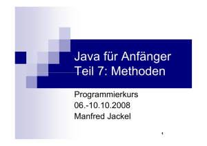 Java für Anfänger Teil 7: Methoden