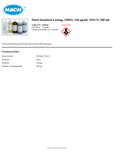 Nitrit Standard-Lösung, APHA, 250 µg/mL NO2-N, 500 mL