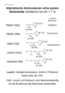 Aliphatische Aminosäuren ohne polare Seitenkette (Zwitterion bei