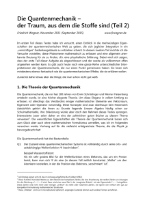 Die Quantenmechanik – der Traum, aus dem die Stoffe sind(Teil 2)