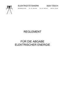 REGLEMENT FÜR DIE ABGABE ELEKTRISCHER ENERGIE