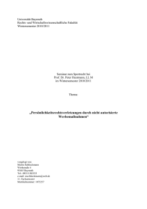 Pers&ouml;nlichkeitsrechtsverletzungen durch nicht