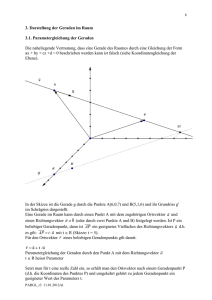 3. Die Parametergleichung der Geraden im Raum