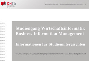 Studiengang Wirtschaftsinformatik Business Information Management