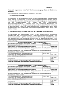 Anlage 1 Preisblatt Allgemeiner Preis/Tarif der Grundversorgung (Gas)