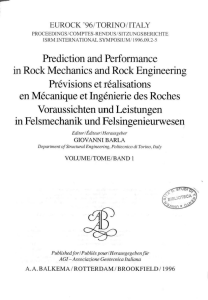Prediction and Performance in Rock Mechanics and Rock