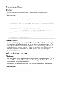 Primzahlenzwillinge ggT von 3 Zahlen und kgV