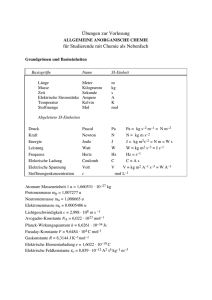 Übungen zur Vorlesung für Studierende mit Chemie als Nebenfach