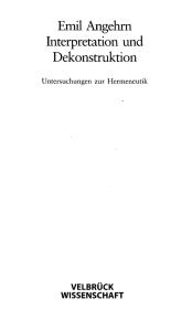 Emil Angehrn Interpretation und Dekonstruktion