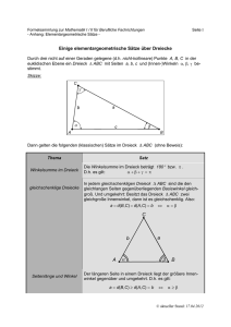 Einige elementargeometrische Sätze über Dreiecke