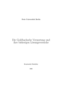 Die Goldbachsche Vermutung und ihre bisherigen Lösungsversuche