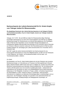 Nachwuchspreis der Leibniz-Gemeinschaft für Dr. Kristin Knipfer