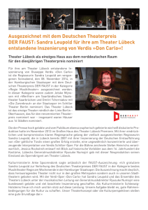 Ausgezeichnet mit dem Deutschen Theaterpreis DER FAUST