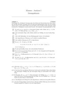 Klausur - Analysis I Lösungsskizzen - homepages.math.tu