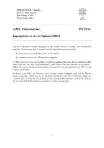 cs243: Datenbanken FS 2014 - Universität Basel | Informatik