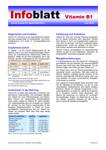 Vitamin B1 - Swiss Sports Nutrition Society