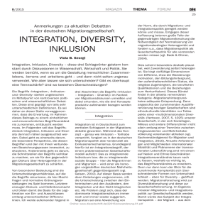 Integration, Diversität, Inklusion. Anmerkungen zu aktuellen