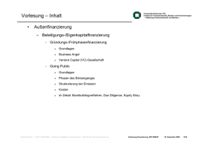 Vorlesung – Inhalt - in der Abteilung Finanzwirtschaft und Banken