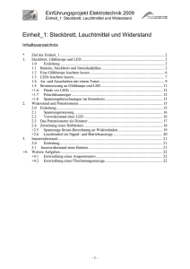 Einheit_1: Steckbrett, Leuchtmittel und Widerstand