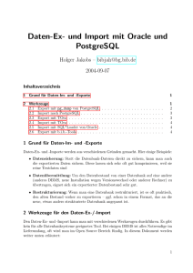 Daten-Ex- und Import mit Oracle und PostgreSQL