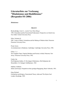 Literaturliste zur Vorlesung "Hinduismus und Buddhismus