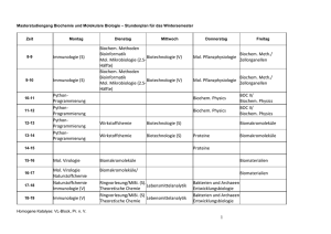 WS 16/17 - Masterstudiengang Biochemie und Molekulare Biologie