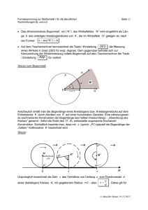 • Das dimensionslose Bogenmaß arc (W ) des Winkelfeldes W wird