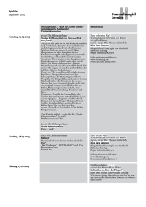 Spielplan September 2015 Schauspielhaus / Palais im Großen